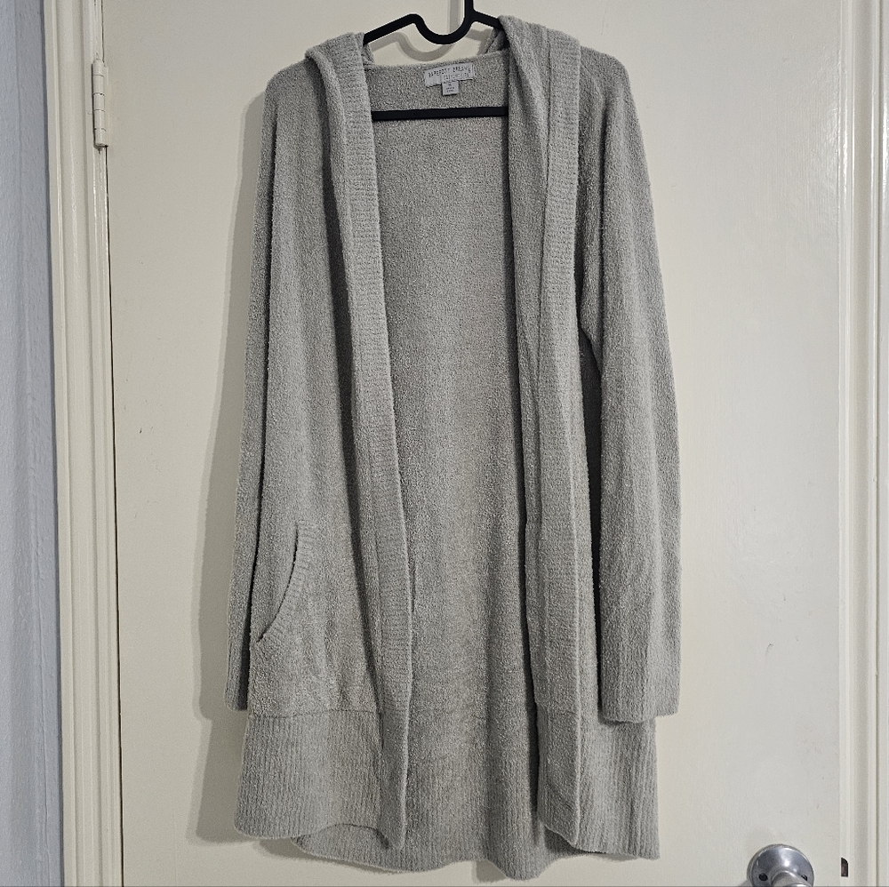 Barefoot Dreams Cozychic Lite Hooded Cardigan In Light Grey